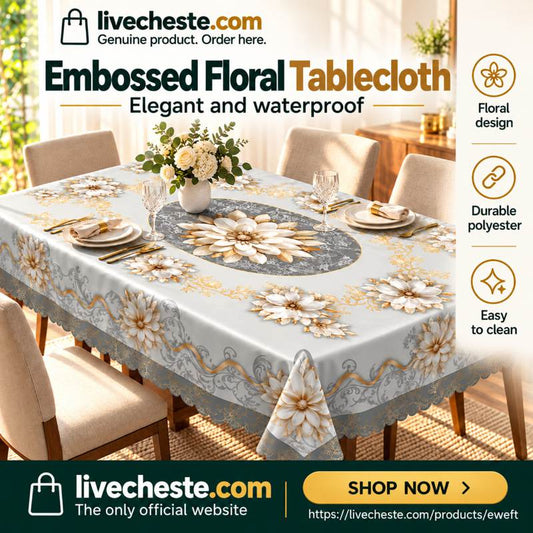 📢📢50% OFF !! ⏰Livecheste™ Elegant Waterproof Embossed Floral Tablecloth