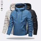 🔥🎁New arrival 50% OFF💥💥Men's Solid Color Waterproof Windproof Drawstring Zip-up Hoodie Jacket