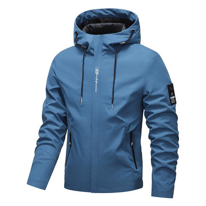 🔥🎁New arrival 50% OFF💥💥Men's Solid Color Waterproof Windproof Drawstring Zip-up Hoodie Jacket