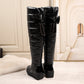 Women's Warm Waterproof Tall Boots with Bow Accent