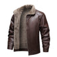 📢60 %  OFF !! ⏰Men's Winter PU Leather Jacket with Plush Lining