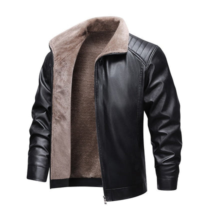 📢60 %  OFF !! ⏰Men's Winter PU Leather Jacket with Plush Lining