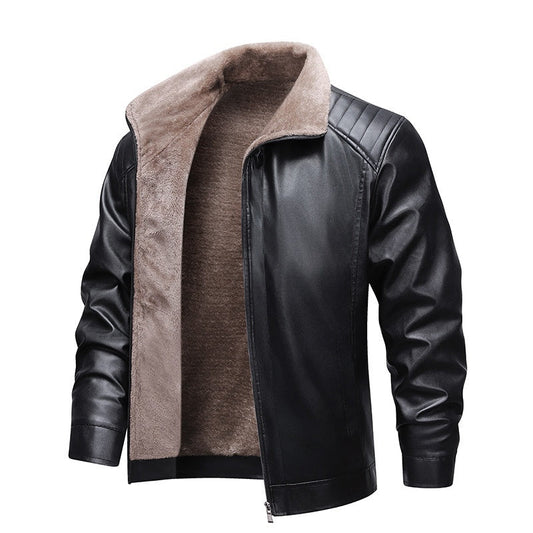 📢60 %  OFF !! ⏰Men's Winter PU Leather Jacket with Plush Lining