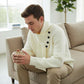 Unisex Casual Ribbed Sweater with Detachable Scarf