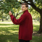 Unisex Casual Ribbed Sweater with Detachable Scarf
