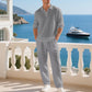 💎 -55% ON MEN'S LINEN BLEND SET! 💎 Breathable 2-Piece Collared Shirt & Pants for Summer Relaxation