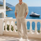 💎 -55% ON MEN'S LINEN BLEND SET! 💎 Breathable 2-Piece Collared Shirt & Pants for Summer Relaxation
