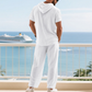 Men's 2-Piece Linen Set Hooded Henley Shirt & Pants