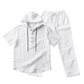 Men's 2-Piece Linen Set Hooded Henley Shirt & Pants
