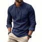 💎 50% OFF! 💎 Men's Casual Solid Color Shirt – Lace-Up Neck, Modern Stand Collar & Breathable Cotton Blend 👔