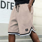 Drawstring Waist Sport Shorts with Striped Hem
