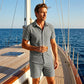 Men's Casual Jacquard Shirt and Shorts Set