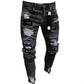 🔥 50% OFF NOW! 👖 Men's Ripped Skinny Jeans – Edgy Patchwork & Durable Denim 🎨👟