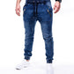 Men's Slim-Fit Denim Joggers with Zipper Pockets