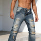 Men's Slim Straight Ripped Jeans