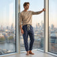 👖 50% OFF NOW! 🌿 Men's Linen Trousers– Striped & Cropped – Elastic Waist & Drawstring – Breathable Summer Trousers 🏖️