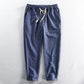 👖 50% OFF NOW! 🌿 Men's Linen Trousers– Striped & Cropped – Elastic Waist & Drawstring – Breathable Summer Trousers 🏖️