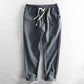 👖 50% OFF NOW! 🌿 Men's Linen Trousers– Striped & Cropped – Elastic Waist & Drawstring – Breathable Summer Trousers 🏖️