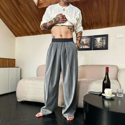 📢📢50% OFF !! ⏰Men's Pleated Wide-Leg Trousers with Elastic Waist
