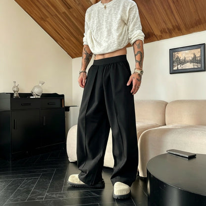📢📢50% OFF !! ⏰Men's Pleated Wide-Leg Trousers with Elastic Waist