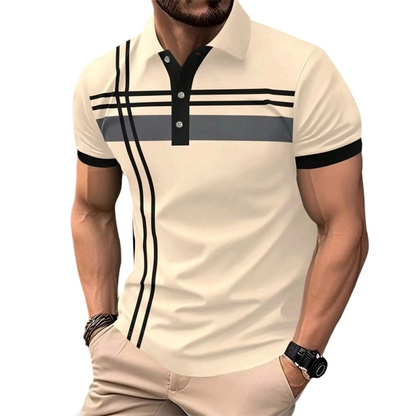 📢📢50% OFF !! ⏰Men's Striped Short Sleeve Collared Top