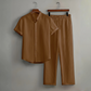 📢50% OFF !! ⏰Men's Textured 2-Piece Shirt & Pants Set – Breathable, Stand Collar, Elastic Waist 🌿