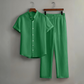 📢50% OFF !! ⏰Men's Textured 2-Piece Shirt & Pants Set – Breathable, Stand Collar, Elastic Waist 🌿