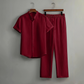 📢50% OFF !! ⏰Men's Textured 2-Piece Shirt & Pants Set – Breathable, Stand Collar, Elastic Waist 🌿