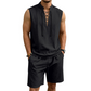 👕Men's Linen Sleeveless Lace-Up Top & Shorts Set🌿