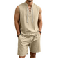 👕Men's Linen Sleeveless Lace-Up Top & Shorts Set🌿