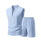 👕Men's Linen Sleeveless Lace-Up Top & Shorts Set🌿