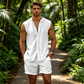 👕Men's Sleeveless Button-Down Top & Shorts Set✨