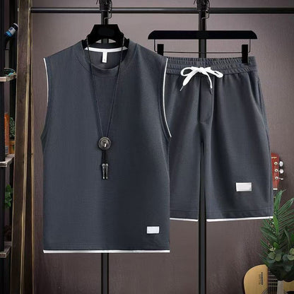 👕 LIMITED-TIME 50% OFF! ✨ Men’s Minimalist Tank & Shorts Set – Waffle Knit, Drawstring Waist, Coordinated 🏃‍♂️