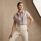 ⏳Limited-time 50% off⏰Women's Striped Short-Sleeve Button Down Shirt👔🏖️
