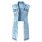 👗 50% OFF NOW! 👖 Women Sleeveless High Slit Denim Vest Dress – Flattering longline fit, high slit & stylish – Perfect for summer layering & casual chic ☀️