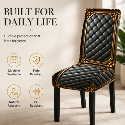 ⏳Time-Limited Special⏰Washable Stretch Chair Cover – Baroque Gilded Print, High‑Density Elastic Fabric ✨