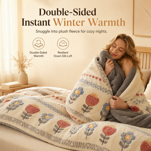 🛌 50% OFF! ✨ Livecheste™ Double-Sided Sherpa Fleece Comforter – Snowflake Velvet & Dense Lamb Fleece Heat Lock & Ultra-Soft Velvet Touch❄️