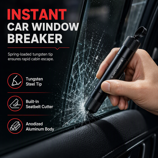 ⏳LIMITED TIME 50% OFF 🚨Mini Spring-Loaded Car Emergency Escape Tool | Window Breaker & Recessed Seatbelt Cutter🪟